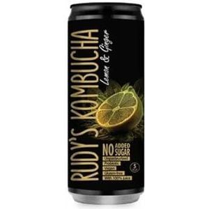 Rudy's Kombucha: Lemon & Ginger, Unpasteurized, Vegan, Gluten-free, with 100% juice. (9x330ml)