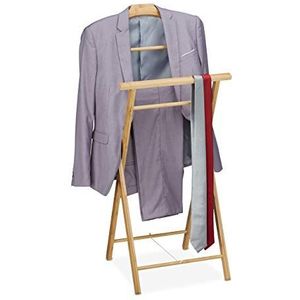 Relaxdays dressboy bamboe, inklapbaar, voor badkamer of slaapkamer, dames en heren, HBD 110x47x38 cm, natuur