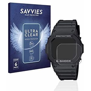 Savvies 6x Schermbeschermer voor Casio G-Shock GW-M5610-1ER Screen Protector Ultra Transparant