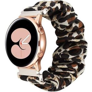 EDVENA Elastische nylon loopriem Compatibel met Samsung Galaxy Horloge 4 40mm 44mm Band Scrunchies Armband for Samsung Galaxy Watch4 Classic 42 / 46mm (Color : Leopard white, Size : 22mm)