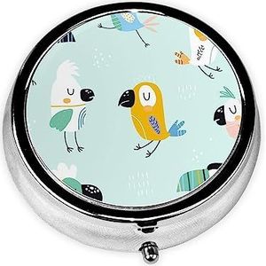 Cartoon Bird Pill Box 3 Compartiment Kleine Pil Case voor Pocket & Portemonnee, Draagbare Reizen Pil Organizer Houder om Vitaminen Medicatie vast te houden