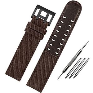 Horlogebandjes voor mannen en vrouwen, horlogeband 20 mm / 22 mm gepolijste gesp van echt leer en nylon gesplitste horlogeband for slim horloge, analoog horloge (Color : Brown black Clasp, Size : 20