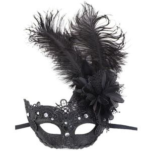 SAVOMA Kerstmis Halloween veren masker carnaval spook masker (kleur: 10kant zwart)