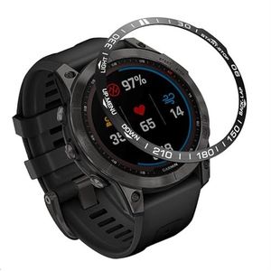 GIOPUEY Bezel Ring Compatibel met Garmin Fenix 7S, Bezel Styling Ring Beschermhoes, Aluminiumlegering Metalen Beschermende Horlogering - E-zwart