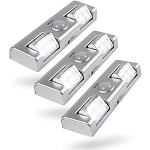 greate. 3 x led-lichtbalk met bewegingsmelder, werkt op batterijen, led-kastverlichting met bewegingsmelder en instelbare lichtstraling voor kast, trap en nog veel meer, kastverlichting op batterijen