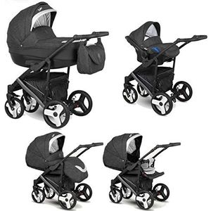 Lux4Kids Kinderwagen met lekvrije wielen en gratis accessoires Baleo by Silver Mine BA-11 3-in-1 met babyzitje