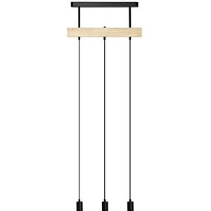 HOMCOM hanglamp, hanglamp met 3 lampen, in hoogte verstelbare hanglamp met E27-fitting, industrieel design, voor keuken, eetkamer, metaal, zwart