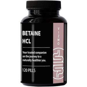 Betain HCL 650 mg, 120 capsules, premium spijsverteringsenzymvoedingssupplement, ondersteunt gezonde spijsvertering, opname van voedingsstoffen en darmgezondheid, veganistisch, laboratorium getest,