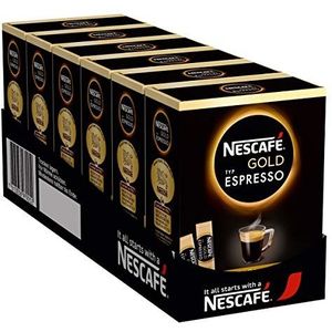 NESCAFÉ GOLD type Espresso hoogwaardige espresso van oplosbare bonenkoffie met 100% fijne Arabica koffiebonen, cafeïnehoudend, met fluweelachtige crema, verpakking van 6 (25 x 1,8 g stokjes)