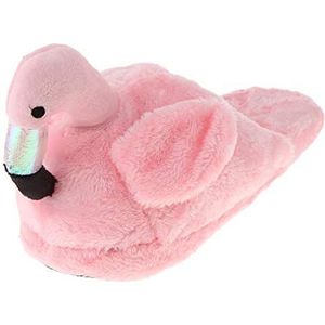 Wdfnexalai Flamingo Zachte Pluche Warme Slippers Thuis Indoor Schoenen Geschenken Half Slippers Rose, Roze halve pantoffels, Medium