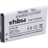 vhbw Li-Ion batterij 900mAh (3,7V) compatibel met smartphone, telefoon, mobiele telefoon BLU N5B80T, ISPAN BTA002, Nokia BL-5B, SVP GBLi885-7, NV1 vervanging voor Nokia BL-5B.