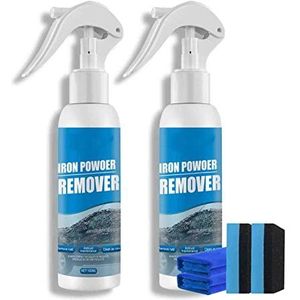 YOUZ Autorest Remover Spray, 100 ml auto-onderhoud, poederspray, roestverwijderaar, ijzerreiniging, metaalverfreinigingsspray, ijzerpoederverwijderaar voor auto, 2 stuks