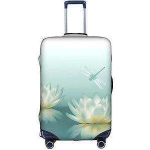 Dehiwi Libelle met waterlelie bagagehoes reizen stofdichte kofferhoes ritssluiting kofferbeschermer geschikt voor bagage van 18-32 inch, Wit, M