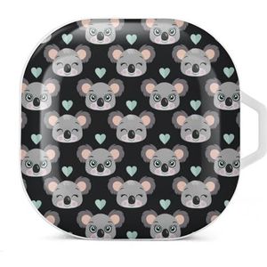 Koala gezichten en harten oordopjes hoesje compatibel met Samsung hard shell beschermhoes wit stijl