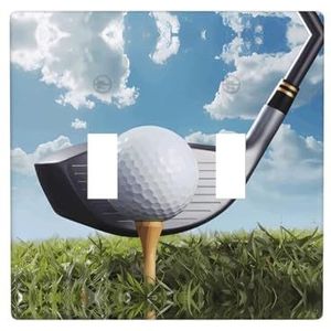 ZhaoYuGoods Golfclub print muurplaat, dubbele tuimellichtschakelaar outlet cover 2-gang 11,4 cm x 11,4 cm, decoratieve pc-voorplaat voor thuis en kantoor