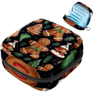 MUOOUM Kerst Peperkoek Man Patroon Maandverband Opbergtas Draagbare Menstruatie Tas Voor Vrouwen Tiener Meisjes Menstruatie Cup Pouch Nursing Pad Houder