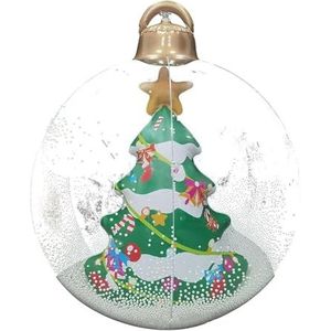 Oplichtende Kerstbaldecoraties voor Buiten 23,6 Inch Opblaasbare Kerstballen met LED Grote Oplichtende Versierde Bal PVC Opvouwbaar Doorzichtige Afstandsbediening Buitendecoratie