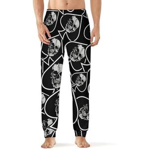 Skull Ace of Spades pyjama broek voor heren, zachte lange pyjamabroek, elastische nachtkleding, XL