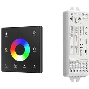 Tuya Zigbee 3.0 RGB CCT Controller LED Dimmer RGBCW Lichtbalk 12V 24V 4-Zone Touchscreen Afstandsbediening App Smart Life voor Thuis (Kleur: WZ5 en TW5B)