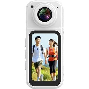 Actiecamera, 2.7K HD duimcamera 180° draaibaar WiFi sport DV videorecorder magnetische buitenactiecamera digitale camera for paardrijden en hardlopen,voor fietsen, motorfietsen(White)
