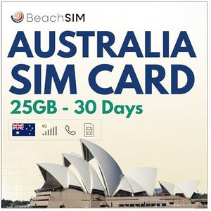 Lebara Australië SIM-kaart Prepaid 25 GB & Nationaal & Internationaal Bellen met ID Registratie Service door beachSIM
