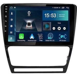Android 14.0 2 Din Autoradio 9"" Touchscreen Auto Stereo voor Skoda Octavia 2008-2013 met Draadloze Carplay Android Auto GPS navigatie AHD Omgekeerd beeld Stuurwielbediening(Black,S-5(6G+128G))