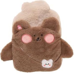 Warmwaterkruik met hoes, 0,3 l, 0,4 l, 0,5 l, 1 l, warmwaterzak, voor menstruatie, nek, schouder, voeten, warmer, warmwaterzak (beer 400 ml)