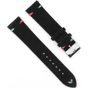 Jeniko Retro Suède Horlogeband 18mm 20mm 22mm 24mm Bruin Horlogebandje Roestvrij Staal Zilveren Gesp For Mannen Vrouwen Horloge Vervanging(Color:Black-red green wire,Size:24mm)