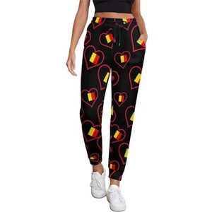 I Love Belgium Rood Hart Joggingbroek Voor Vrouwen Hoge Taille Joggers Casual Lounge Broek Met Zakken Voor Workout Running