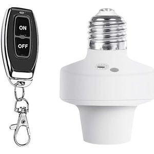 QIACHIP Lamp met draadloze afstandsbediening, E27-fitting, lampvoet, 433 MHz draadloze schakelaarset met aan/uit, led-lamphouder, gloeilampen