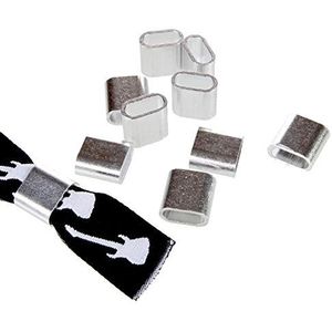 Textielband sluiting aluminium zilver - 10 stuks - plat