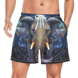 Niigeu Artistic Digital Thailand Elephant zwembroek voor heren, sneldrogend, met zakken, Leuke mode, L