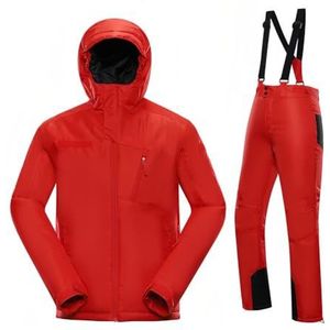 Snowsuit Two-Piece, Outdoor Ski Clothing, Winter Snowboarding Ski Suit, Windproof Ski Suit, for Winter Outdoor Mountain Sports,Red set,160cm