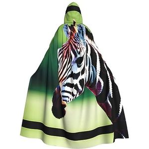 FRGMNT Zebra en giraffe print mannen capuchon mantel volwassen cosplay mantel kostuum, cape Halloween aankleden, capuchon uniform