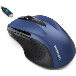 TECKNET Jiggler Bluetooth-muis, draadloos, oplaadbaar, stil, 3 modi (BT5.0/3.0 + 2,4 G) 4800 dpi, ergonomische muis voor computers, laptops, Mac, PC, Windows