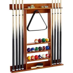 Pool Cue Holder Pool Cue Rack Wandmontage Pool Cue Rack Stand, Houten Biljart Pool Stick Houder, for Hengel Golfclubs Game Hall