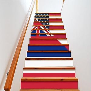 Amerikaanse en Hawaii staat vlag trap sticker schil en stok trap verhoger stickers verwijderbare zelfklevende trap decor 2 set