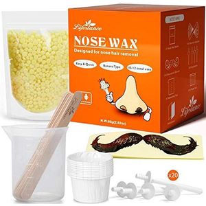 Lifestance Neus Ontharing Wax Kit voor mannen - Neus Wax Kit met 80g Neuswax - Snelle, Gemakkelijke, Pijnloze Neushaar Wax Verwijdering Kit (15-20 keer gebruik)