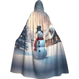 OdDdot heksenmantel, vrolijk kerstfeest leuke sneeuwpop print capuchon mantel voor vrouwen, volwassen Halloween kostuums cape, heks cosplay cape