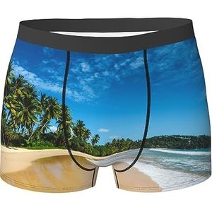 ZJYAGZX Wave Beach Print Heren Zachte Boxer Slips Shorts Viscose Trunk Pack Vochtafvoerend Heren Ondergoed, Zwart, L