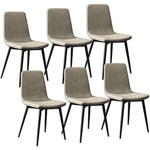 GEIRONV Set van 6 moderne keukenstoelen, for woonkamer slaapkamer kantoor lounge stoelen metalen poten PU lederen rugleuningen barkruk Eetstoelen (Color : Light gray, Size : 43x40x86cm)