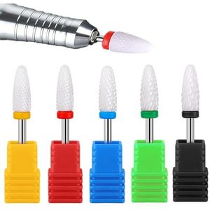 YUEMING 5 Stuks Keramische Nagelboortje, 3/32""Elektrische Nail Boor Bits, Pedicure en Nail Art,Grof Grit, Tirch Cilindertop,Geweldig voor Zowel Geavanceerde Gebruikers Als Amateurs