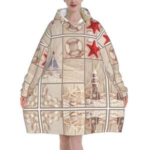 Boot Strand Zeester Shell Vrouwen Sherpa Sweatshirt Deken Verlengt Warm Gezellige Oversized Draagbare Pocket Hoodie Volwassenen