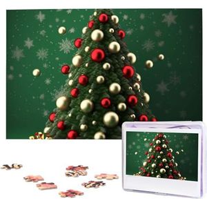 KHiry Puzzels, 1000 stukjes, gepersonaliseerde puzzels, ronde bal, kerstboom, fotopuzzel, uitdagende puzzel voor volwassenen, personaliseerbare puzzel met opbergtas (74,9 x 50 cm)