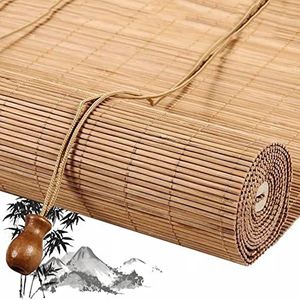 Rolgordijnen-Natuurlijk Bamboe Rolgordijn-Binnen Buiten Bamboe Gordijn-Retro Decoratieve Bamboe Vouwgordijnen-Zonneschermen Bamboe Jaloezieën,60% Licht Filterend,Voor Ramen,W×H-132x152cm/52x60in