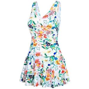 SDFGH Damesrokzwempak uit één stuk Damesbadmode met bloemenprint Zomerstrandkleding Korte badkleding for dames (Color : D, Size : Large)