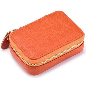 Aileder Lippenstift etui met spiegel lederen rits lippenstift houder doos kleine reizen make-up organizer cosmetische opslag kit voor vrouwen meisjes, Oranje, Elegant