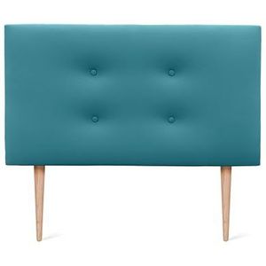 DHOME Aqualine Pro Hoofdbord van kunstleer of stof, met 2 rijen knopen en poten, gevoerd hoofdeinde, luxe bed, turquoise kunstleer, 90 x 105 cm, bedden 70/80/90