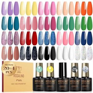 ROSALIND Uv-nagellakset, 24 Stuks Mini Kleurgel Voor Gelnagels Zilver Roze Nude Paars Blauw Groen Gelnagellakset