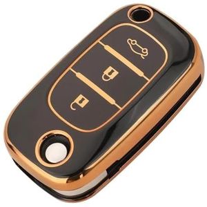 Sleutelbehuizing houder TPU Flip Autosleutel Case Cover Voor Fluence Voor Clio Voor Megane Voor Kangoo Voor Lacia Sleutelbehuizing(Schwarz)